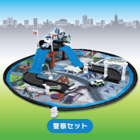 【A.警察セット】片付けらくらくプレイマット付きパーキングセット