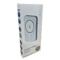 【B.ホワイト】マグネット式 ワイヤレス充電対応 モバイルバッテリー 5000mAh
