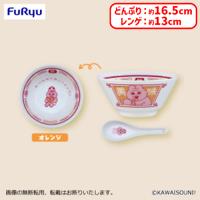 【A.オレンジ】おぱんちゅうさぎ フードコーチュ レンゲ付きラーメンどんぶり