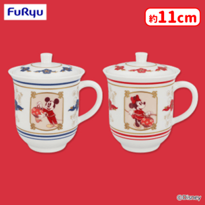 ミッキーマウス＆ミニーマウス アジアンスタイル ふた付き茶器風