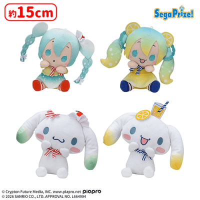 初音ミク×シナモロール ひょこぴょこ ぬいぐるみ 〜クリームソーダ